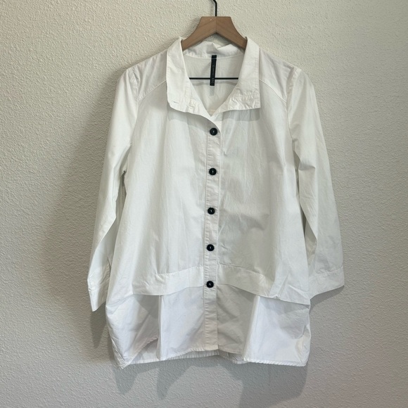 IC by Connie K Women's Medium Button Down Shirt Shacket Artsy Lagenlook Minimal - Picture 1 of 11